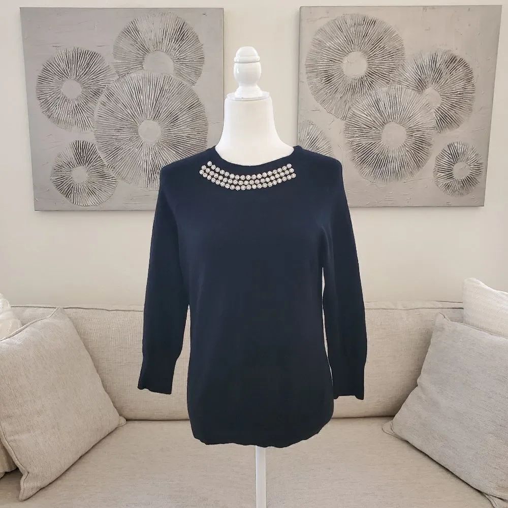 Ted Baker London Embellished 3/4 Sleeve Sweater Sz 8